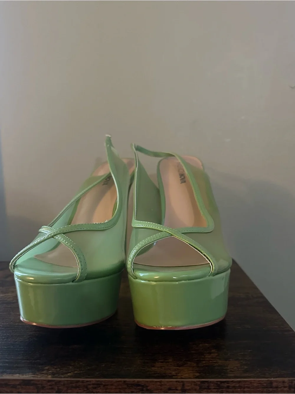 Fashion Nova Lime Patent Platform Slingback Heels